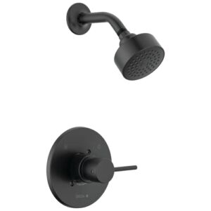 Delta Faucet Modern 14 Series Matte Black Shower Faucet, Delta Shower Trim Kit with Single-Spray Touch-Clean Black Shower Head, Matte Black T14259-BL-PP (Valve Not Included)