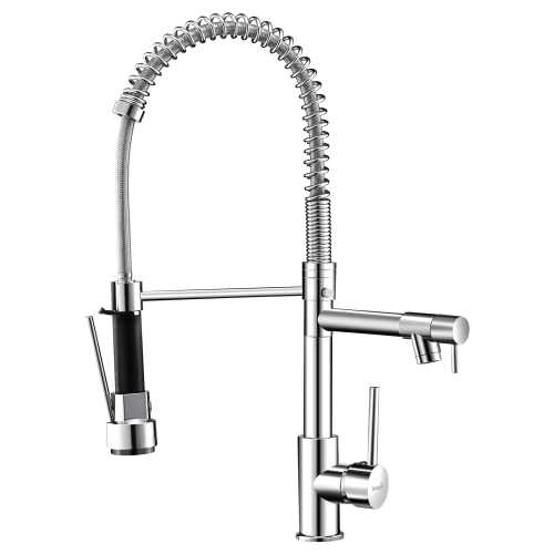 Totopia Pull Down Kitchen Faucet, Stainless Steel Kitchen Sink Faucet with Sprayer, 2-spout, Single-Handle Control, High Arc Spring Design, Easy Installation,Brushed Nickel | The Storepaperoomates Retail Market - Fast Affordable Shopping