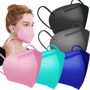 Face Masks 50pcs 5-Ply Cup Dust Safety Masks Breathable & Comfortable 3D Safety Mask with Elastic Ear loop and Nose Bridge Clip Disposable Face Masks Respirator Protection Masks for Adults