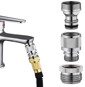 Sink Faucet Quick Connector,Faucet Adapter for Sink Connection Shower Hose/Garden Hose,Faucet Connector for Garden Hose, Washing Machine,Pet Bathing Chrome