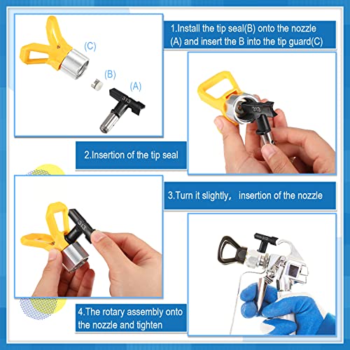 Spray Tips Reversible Spray Tip Airless Spray Nozzles for Airless Paint Spray Guns and Airless Sprayer Spraying Machine (5, 211, 313, 415, 517, 623) | The Storepaperoomates Retail Market - Fast Affordable Shopping