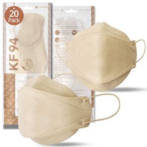 AIRAID-KF94 [Individually Wrapped] – Made in Korea, 3D Multicolor Packs, Face Protective Mask, Adult and Older Teens (Beige-20P)