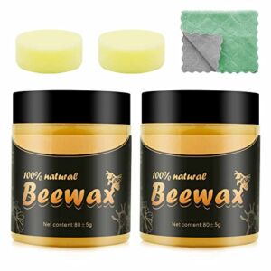 Vousile Beeswax Polish for Wood Furniture, 2 Jars Beeswax Household Polishing Restorer Wax for Floors Cleaner, Cabinet, Crafts, Tables, Chairs