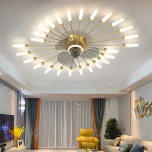 SNOWUNDER 40” Ceiling Fans With Lights, Low Profile Ceiling Fan With Light and Remote Control , LED Modern Ceiling Fan With 26 Lights for Bedroom,Tri-Color Light 6-Speed Wind