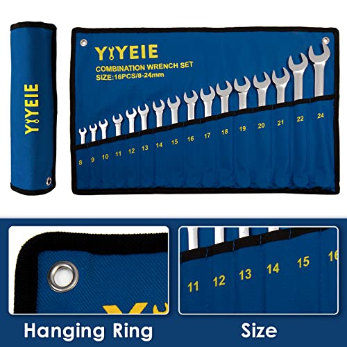 YIYEIE 16 Pcs Metric Wrench Sets, Metric Combination Wrench Set,12 Point Chrome Vanadium Steel Wrenches, 8 9 10 11 12 13 14 15 16 17 18 19 20 21 22 24mm, for Household, Car, Bicycle | The Storepaperoomates Retail Market - Fast Affordable Shopping