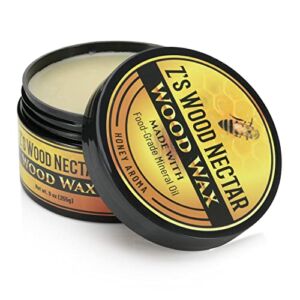 Z’s Wood Nectar Wood Wax-Cutting Boards, Butcher Blocks, Counter Tops and more (9oz), Made with Food-Grade Mineral Oil, Beeswax, & Carnauba Wax – Sent- Unscented
