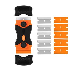 Razor Blade Scraper Tool, Double Edged Scraping Knife with Contoured Grip, Multi-Purpose Cleaning Scraper for Window Gasket Remover,Paint Scraper for Glass Labels Decals Sticker Adhesive Tape Stovetop
