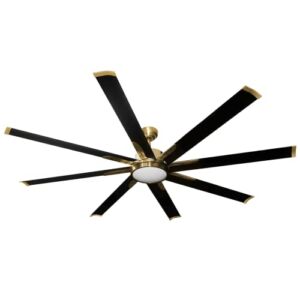 72″ Indoor/Outdoor Ceiling Fan Champagne Gold fan with Matte Black Blades (Champagne Gold, 72″ Blades + 6″ Downrod)