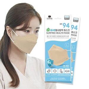 [20 Individual Packs] SUMFREE KF94 (Adults/Large), 4 layer protection, 100% Made in Korea, Comfortable breathing (20P, BEIGE)
