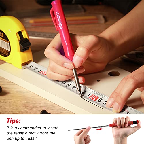 Mechanical Carpenter Pencil Set, 3 Pcs Woodworking Pencil with Built in Sharpener and 12 Pcs Refills, 3 Pcs Long Nose Deep Hole Marker Pen, Scriber Marking Tools for Architect (Red, Black, Yellow) | The Storepaperoomates Retail Market - Fast Affordable Shopping