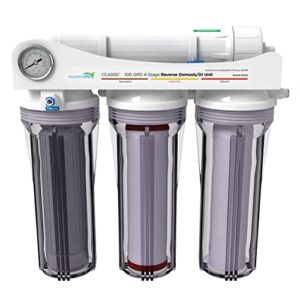AQUATICLIFE 4-Stage Reverse Osmosis Water Filtration Deionization System, RO/DI Filter Unit 100 GPD