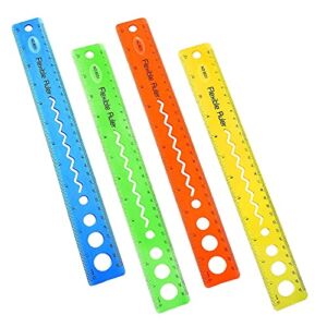 4Pcs Flexible Rulers 12 Inch Colorful Student Transparent Rulers Soft Plastic Ruler Clear Shatterproof Plastic Straight Ruler Measuring Tool for Student School Office
