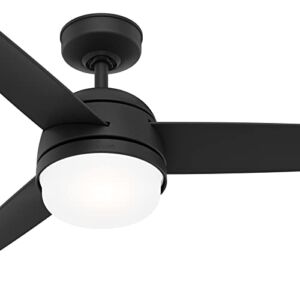 Hunter Fan 48 inch Contemporary Matte Black Indoor Ceiling Fan with LED Light Kit and Remote Control (Renewed)