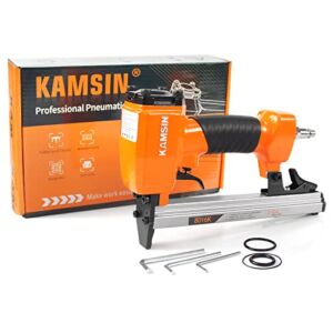 Kamsin 8016K Pneumatic Upholstery Staple Gun 21 Gauge Upholstery Stapler Fits 80 Series Staples with 1/2-Inch Crown and 1/4-Inch to 5/8-Inch Leg Length for Furniture, Cabinet and Woodworking (8016K)