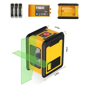 Laser Level, Self Leveling Cross Line Laser Green Beam,Vertical and Horizontal Line,Rotatable 360 Degree Laser Level for Hanging Pictures, Home Renovation, Battery Included (Yellow)