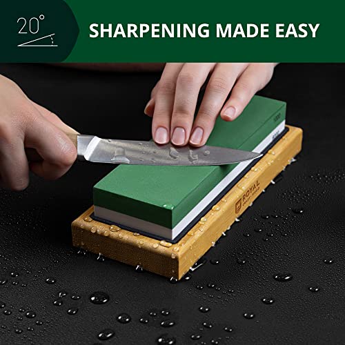 Premium Whetstone Knife Sharpener – 2 Side Grit 1000/6000 Knife Sharpening Wet Stone Kit w/ Sharpening Angle Guide, Non-Slip Bamboo Base – Pro Grade | The Storepaperoomates Retail Market - Fast Affordable Shopping
