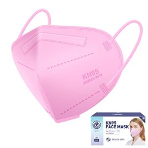 KN95 Pink Face Masks 20pcs 5-Ply Cup Dust Masks Filtration Efficiency ≥95% Multiple Colour Breathable Face Mask Individually Packaged