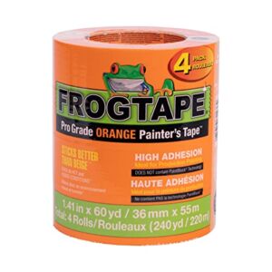 FrogTape Pro Grade Orange Painter’s Tape, 1.41 in.x60 yd, 4 Rolls per Pack, 242808