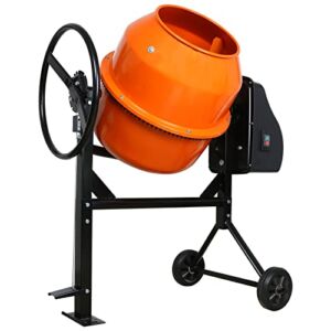 FYFAY Electric Cement Mixer, 3-1/2 Cubic Ft. 2/3 HP Portable Concrete Mixer Machine with 7 in Wheels, 120V 550W Electric Concrete Cement Mixing Tools for Cement, Mortar, Stucco, Seeds