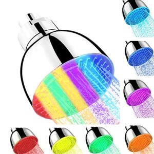 LED Shower Head, 7 Color Lights Automatically Change Fixed Shower Head for Bathroom, Tool-free Installation Adjustable Ultra-Quiet High Pressure for Kids Adult