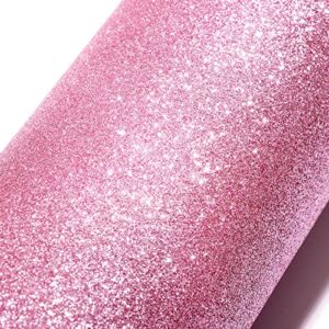Stickyart Light Pink Glitter Wallpaper Peel and Stick Glitter Contact Paper Decorative Self Adhesive Glitter Fabric Wallpaper Roll Removable Sparkle Wallpaper for Bedroom Girls Room Walls 15.8″x78.7″