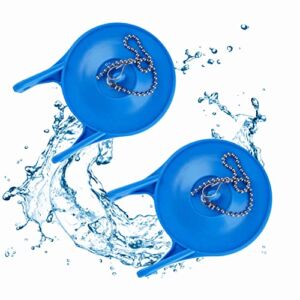 Hanlaner Blue 3-inch Toilet Flapper Replacement (2 pack), Universal for American Standard Toilet 3” Flush Valve, Long Lasting Rubber Flap With Stainless Steel Chain, Water-Saving, Easy to Install