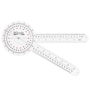 JoGensko 12 Inch Goniometer for Orthopaedic Use, 360 Degree Large Size Plastic Goniometer，Physical Therapy Angle Protractor Ruler for Knee Joints, Elbow, Shoulder or Hip