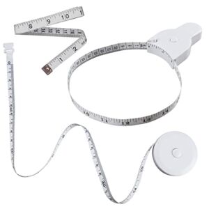 Measuring Tape for Body,60 Inch (150Cm) Automatic Telescopic Tape Measure hitsuki Retractable Body Measuring Tape,3 Kinds Cloth Measuring Tape for Body Measurements Soft Waist Measuring Tape,White