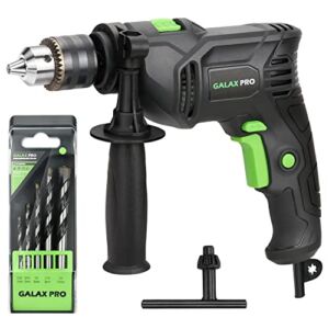 GALAX PRO Hammer Drill, 4.5A Corded Drill Impact Drill 0-3000RPM Electric Drill with 5 Drill Bit Set, Hammer and Drill Functions, 360°Rotating Handle