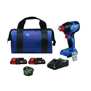 Bosch GDX18V-1860CB25 18V Connected-Ready Freak Two-In-One 1/4 In. and 1/2 In. Impact Driver with (2) CORE18V 4.0 Ah Compact Batteries and (1) Connectivity Module , Blue