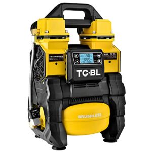 TC·BL AC&DC Dual-Purpose Air Compressor 2 in 1 Quiet Tire Inflator Oil Free Air Pump Compressor Compatible with Makita/Milwaukee/Dewalt Battery with 1.5Gal Aluminum Tank