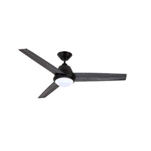 Noble Home 52 Inch Ceiling Fan with Light Kit | Dimmable LED Lighting with Wall Control and 3 Blades | Contemporary Fixture for Living Room, Bedroom, and Home Office, Black