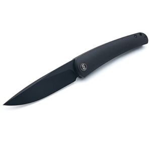 Miguron Knives Akri Front Flipper Folding Pocket Knife 3.5″ 14C28N Black PVD Blade G10 Handle Camping Hunting Knife MGR-801BK (Black)