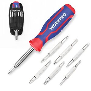 WORKPRO 15-in-1 Multi-bit Screwdriver Set Tool All in One, Portable Multi-purpose Screw-driver, Slotted/Philips/Torx/Square