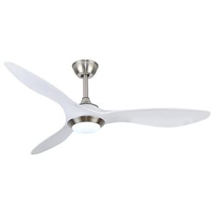 52″ White Ceiling Fan with Light Remote Control Reversible ABS 3 Blades Modern Ceiling Fan With Light in 6 Speed for Offices Restaurant Bedroom Living Room Dining Room Study Room