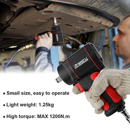 Mini Air Impact Wrench 1/2″ Driver, Super Duty Ultra Compact Pneumatic Impact Wrench with Grip, Composite Air Impact Gun Tool Twin Hammers 887Ft-lbs max Torque, Lightweight 1.25kg, 3 Speed Control | The Storepaperoomates Retail Market - Fast Affordable Shopping