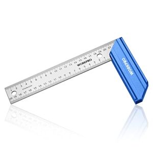 WORKPRO 8 Inch Try Square with Aluminum Handle – Woodworking Square Precision for Professional Carpentry Use & Premium Stainless Steel Ruler