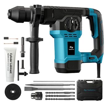 Tilswall 1-1/4 Inch SDS-Plus Rotary Hammer Drill 1500W, Safety Clutch 4 Function and Adjustable Soft Grip Handle with Vibration Control, Including Grease, Chisels and Drill Bits with Case | The Storepaperoomates Retail Market - Fast Affordable Shopping