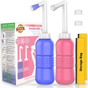 2PCS- Portable Bidet for Toilet 450ml Peri Bottle Postpartum Care, Perineal Bottle | The Original Travel Bidet with Water Sealing Cap Waterproof Storage Bag