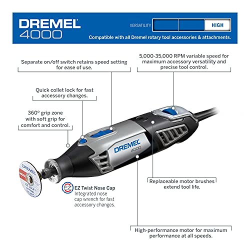Dremel 4000-4/34 Variable Speed Rotary Tool Kit & 34 Accessories , Gray & 561 Multipurpose Cutting Bit, Medium | The Storepaperoomates Retail Market - Fast Affordable Shopping