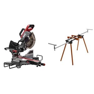 Skil 10″ Dual Bevel Sliding Miter Saw – MS6305-00 & BORA Portamate PM-4000 – Heavy Duty Folding Miter Saw Stand with Quick Attach Tool Mounting Bars Orange, 44 x 10 x 6.5 inches