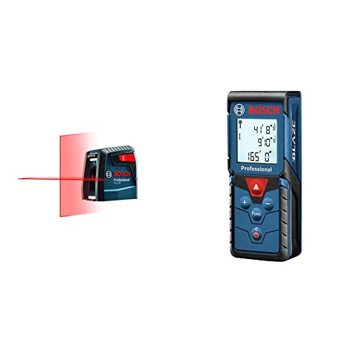 BOSCH GLL30 30ft Cross-Line Laser Level Self-Leveling with 360 Degree Flexible Mounting Device and Carrying Pouch & Blaze Pro GLM165-40 165ft Laser Distance Measure with Color Backlit Display