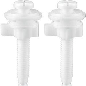 Toilet Seat Screws Replacement Plastic Toilet Seat Hinge Bolt Screws with Plastic Nuts and Washers Parts Kit for Fixing the Top Toilet Seat, White (2 Pieces)