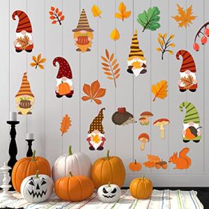 75 Pieces Fall Gnomes Wall Stickers Fall Wall Decals Autumn Maple Leaf Wall Stickers Gnomes Wall Vinyl Stickers Thanksgiving Wall Decoration Stickers for Living Room Bedroom Home Art Decor