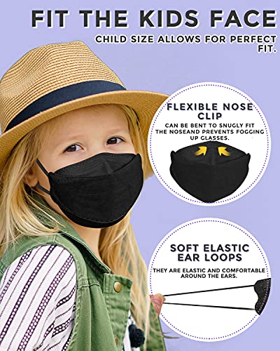 Kids Mask for Children, 20 Packs Individual Wrapped Black Mask Kid Sized, Small Soft Mask for Boys Girls Comfortable Fit, 4-Ply Breathable Mask with Adjustable Nose Clip | The Storepaperoomates Retail Market - Fast Affordable Shopping