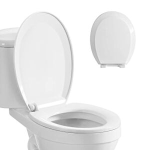 Round Toilet Seat with Lid Easy Clean Soft Quiet Close Fits Standard Toilets White Durable Slow Close Seat for Bathroom