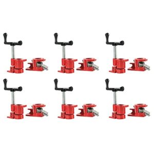 FLKQC Wood Gluing Pipe Clamp Set, Heavy Duty Cast Iron Quick Release Pipe Clamps for Woodworking (6, 3/4″)