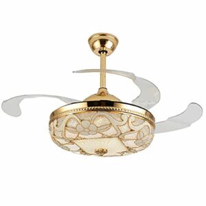 Ceiling Fan Lights Invisible Ceiling Fan with Light Reversible Blades Modern Folding Fan Chandelier with Remote Control