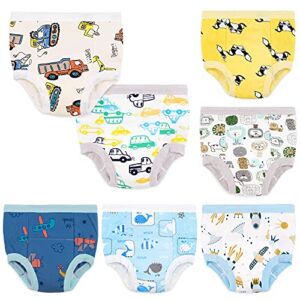 7 Pack Cotton Potty Training Pants for Boys, Strong Absorbent Toddler Potty Training Underwear for Baby Boy Blue 4T