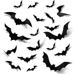 72PCS Halloween 3D Bats Decoration, 4 Sizes PVC Scary Bats Wall Decal Wall Stickers DIY Halloween Decoration Home Indoor Window Decoration Supplies